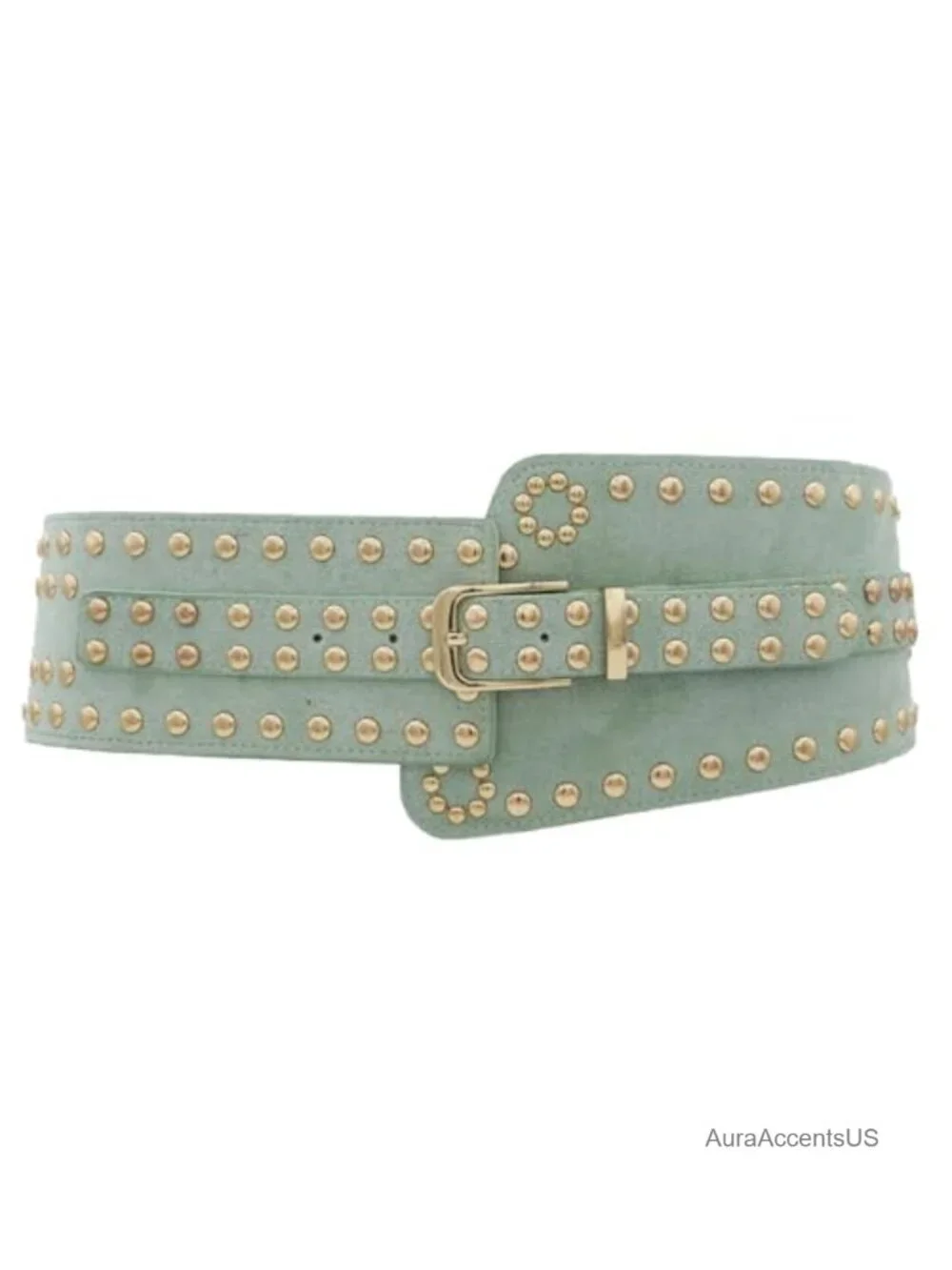 Wide Elastic Stretch Waist Belt Chunky Studded Belt for Dresses